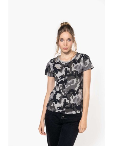 K-KA3031-LADIES' SHORT-SLEEVED CAMO T-SHIRT